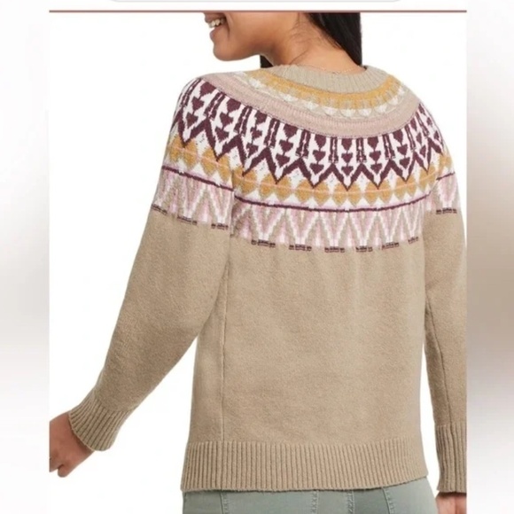 FDJ Tribal Fair Isle Crewneck Ribbed Sweater - Size Small - Picture 2 of 8